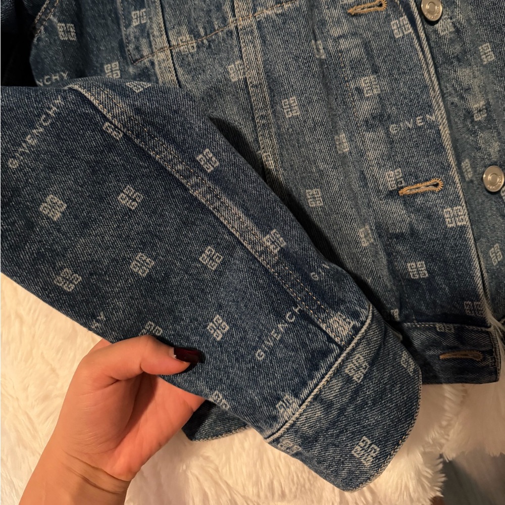 Givenchy Indigo Denim Jacket with Logo Pattern - Picture 3 of 5